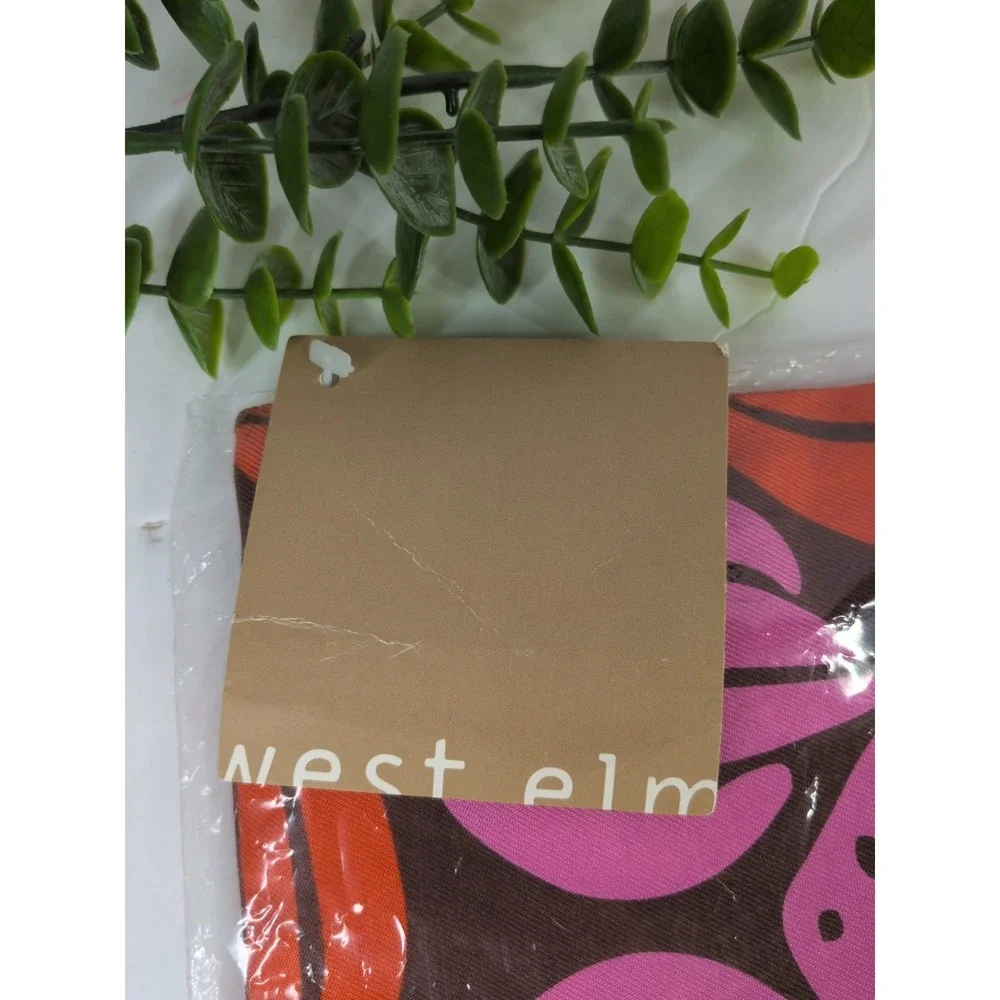 RARE NWT SET 2🩷West Elm Pillow Covers 16x16 Africa Floral Accent Zip Pink Orang